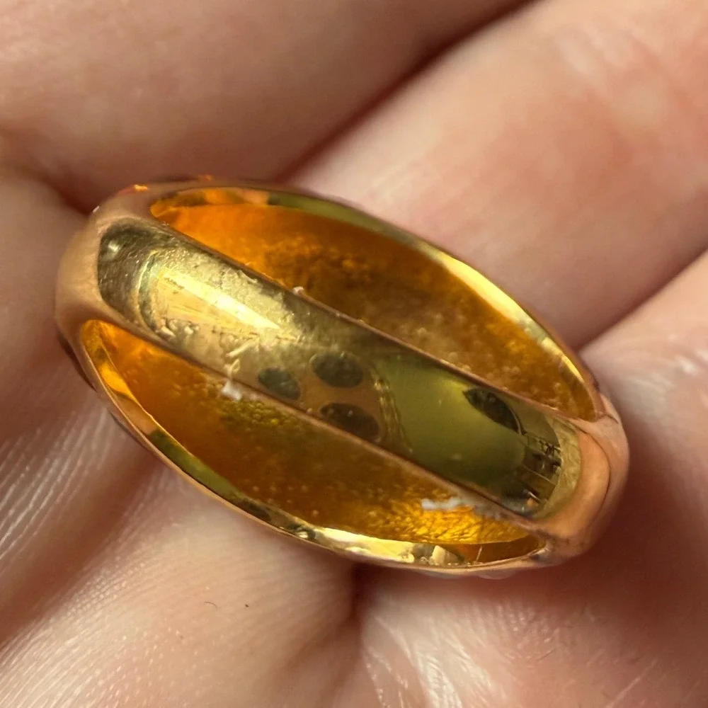 VTG Joan Rivers Chunky Gold Red Dome Ring Statement 80s 90s Cocktail Retro Bold